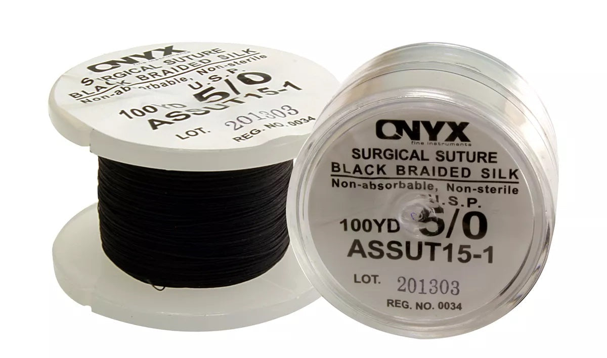 5-0 Silk Black Braided Suture Spool Non-Absorbable 100Yds