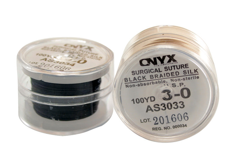 3-0 Silk Black Braided Suture Spool Non-Absorbable 100Yds