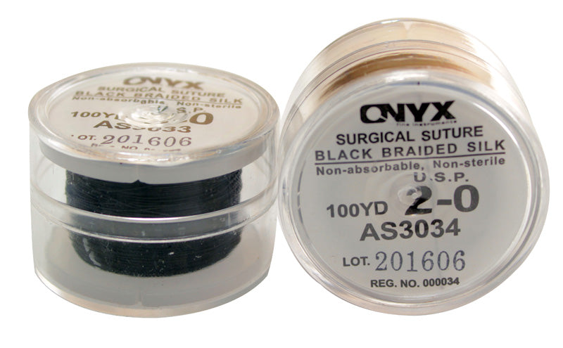 2-0 Silk Black Braided Suture Spool Non-Absorbable 100Yds
