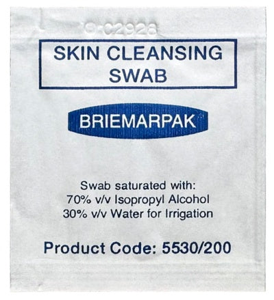 Briemarpak Skin Cleansing Alcohol Swabs 200/Box - 10/Ctn