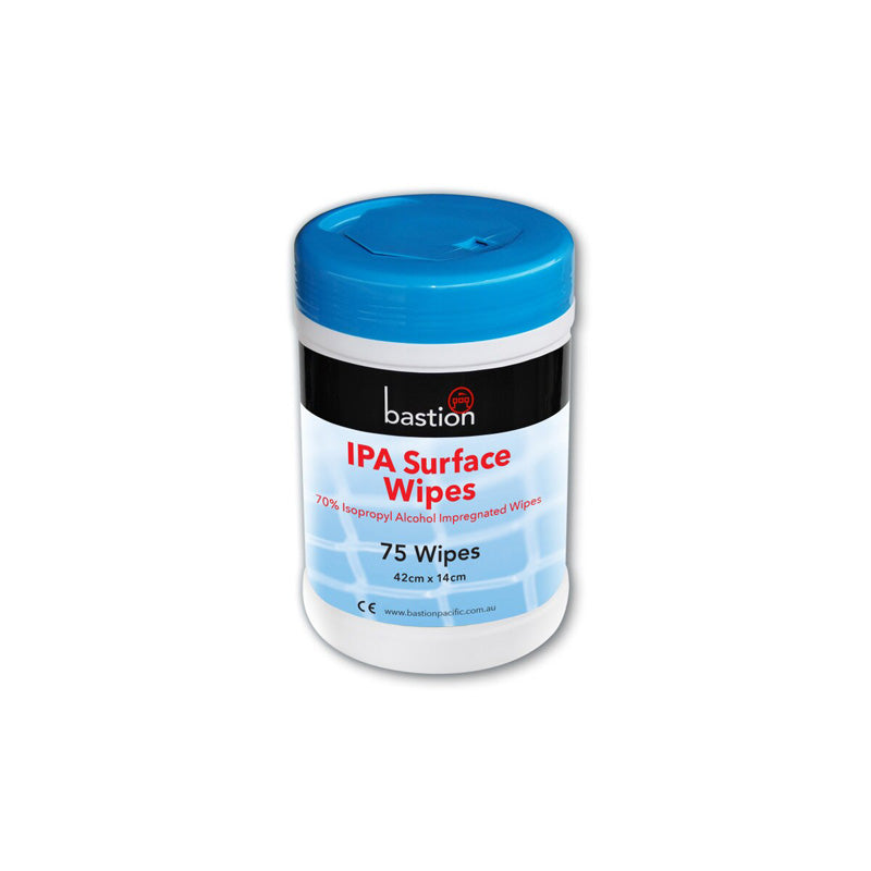 IPA Surface Wipes, 75 Sheets, 42cm X 14cm - 12 Canisters/Carton