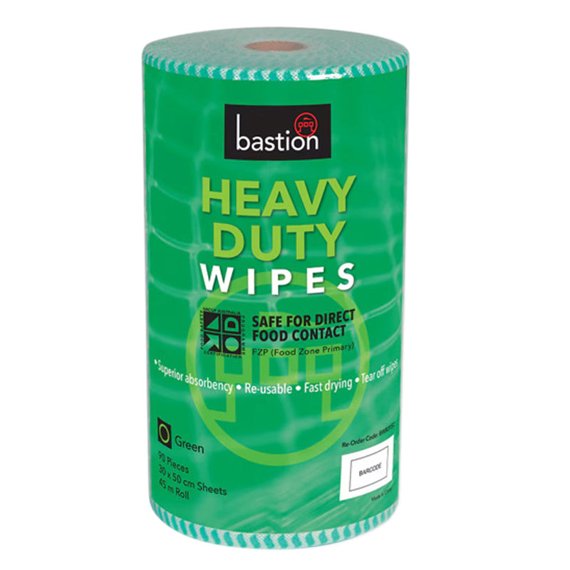 Heavy Duty Wipes, 45m Roll, 90 Pieces, 30x50cm, Blue - Carton/4 Rolls