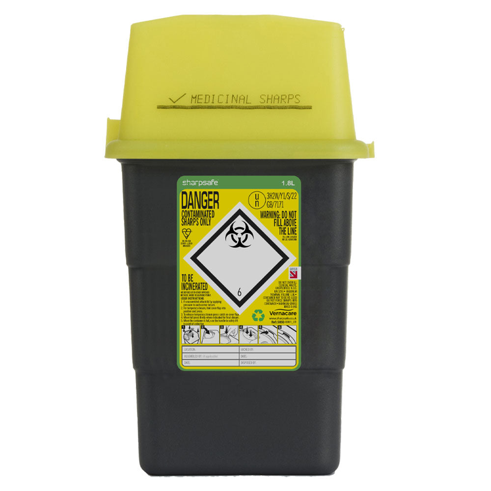 Sharpsafe Sharps Container, Yellow Lid - 8 Sizes Available