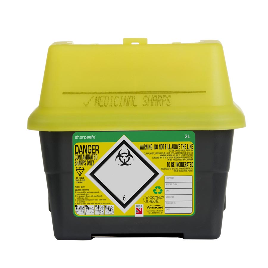 Sharpsafe Sharps Container, Yellow Lid - 8 Sizes Available
