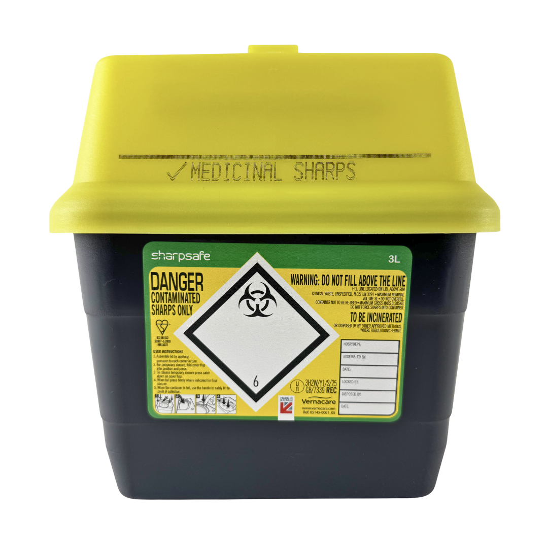 Sharpsafe Sharps Container, Yellow Lid - 8 Sizes Available