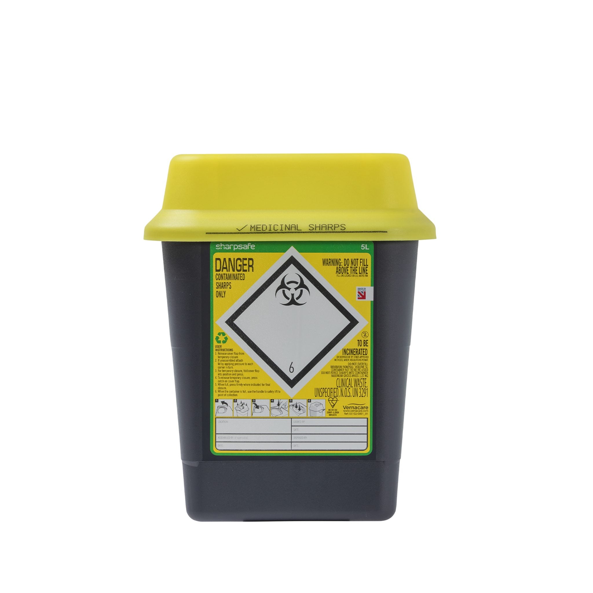 Sharpsafe Sharps Container, Yellow Lid - 8 Sizes Available