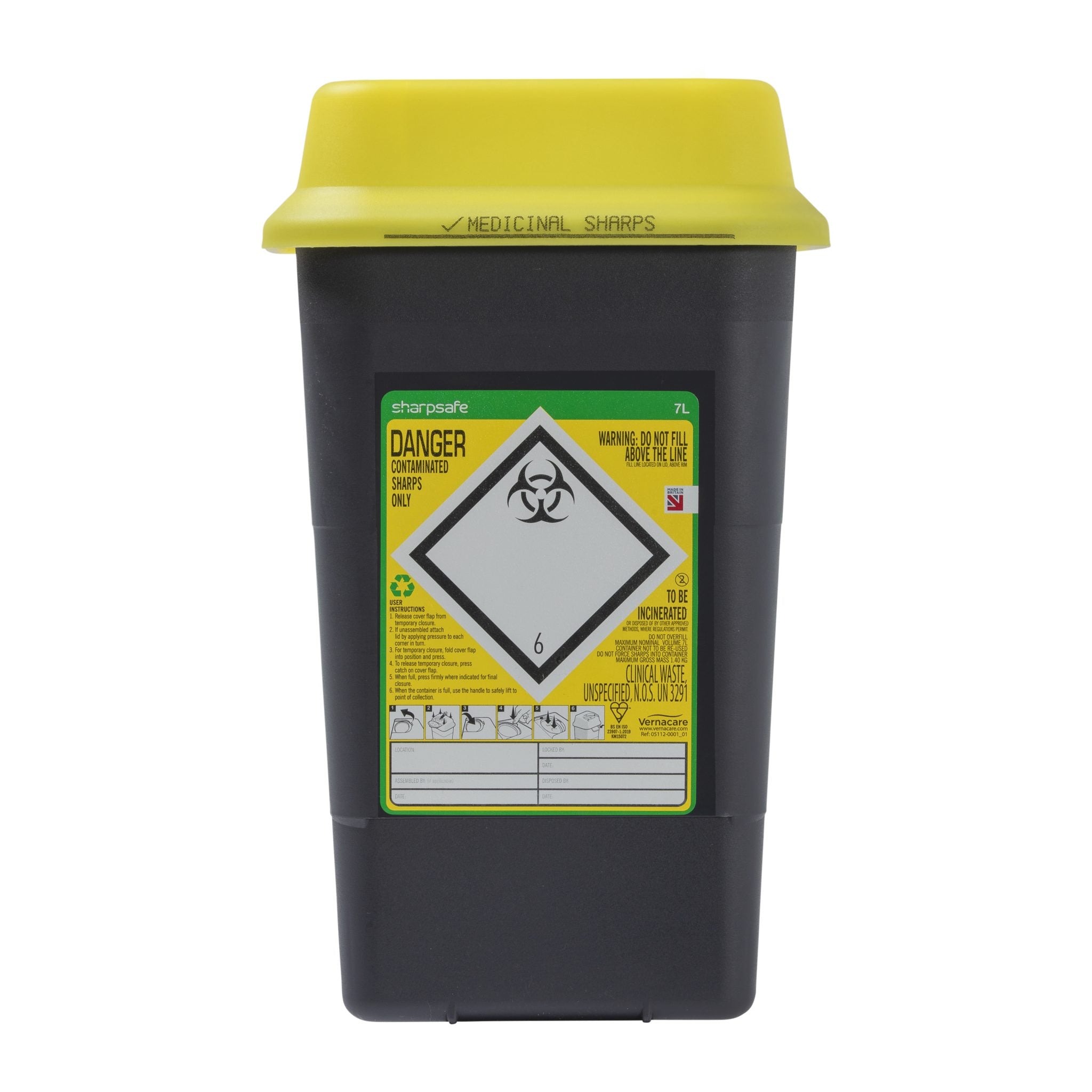 Sharpsafe Sharps Container, Yellow Lid - 8 Sizes Available